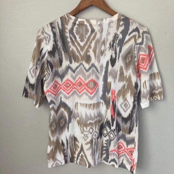 Christopher & Banks 1/2 Sleeve Button Front Tribal Cardigan - Picture 2 of 2